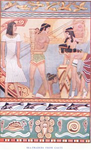 Zeehandelaren uit Kreta, illustratie uit Myths of Crete and Pre-Hellenic Europe, uitgegeven door de Gresham Publishing Company Limited 1920s