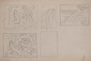 Zonder titel [Naakte figuren in een landschap] door John Duncan