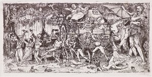 Wijnvat getrokken door vier tijgers door John Duncan