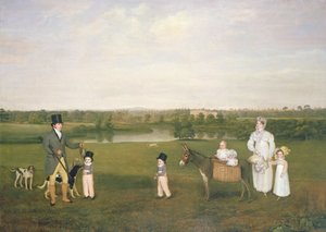 William Hetton Cooke met zijn Vrouw en Kinderen bij Worleston Rookery, Chester door John E. Ferneley