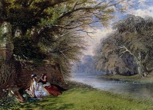 Jonge dames bij een rivier
