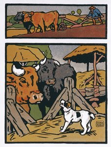 Illustratie voor De Hond en de Koe, uit 