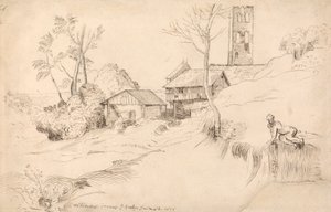 Italiaans landschap (naar Titiaan) door John Evelyn
