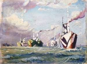 Een Cunarder (stoomschip), ca. 1918 door John Everett