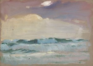 Grijze zee in maanlicht, Port Leven door John Everett