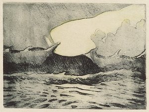 Zeegezicht - zeer ruwe grijze zee, 20e eeuw door John Everett