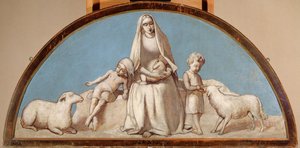 Kinderjaren, lunet uit een serie van zes, c.1847