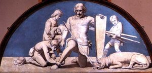 Mannelijkheid, lunet uit een serie van zes, c.1847 door John Everett Millais