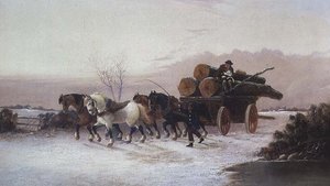 Houtwagen in de Sneeuw door John F. Morris