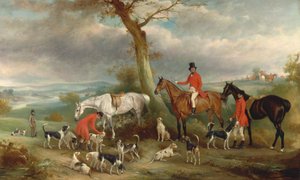Thomas Wilkinson, M.F.H., met de Hurworth Foxhounds door John Ferneley
