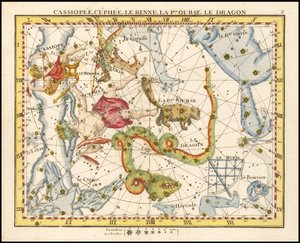 1776 - John Flamsteed - Cassiopee, Cehee, Le Renne, La Petite Ourse, Le Dragon (Cassiopea, Cepheus, Ursa Minor  Draco) door John Flamsteed