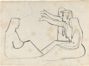 Vier Zittende Figuren door John Flaxman