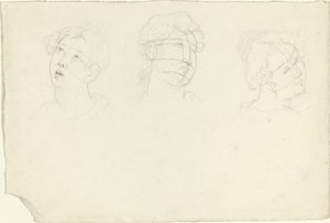 Hoofd van Maria Magdalena en Twee Heiligen (?) door John Flaxman