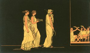 Penelope draagt de boog van Ulysses naar de vrijers