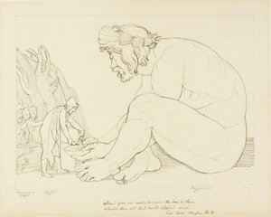 Polyphemus smeekt Odysseus om meer wijn