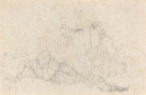 Blad met studies door John Flaxman