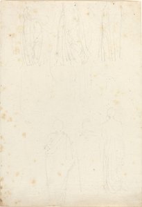 Blad met Studies van Geklede Figuren door John Flaxman