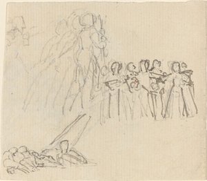 Blad met studies [recto en verso]