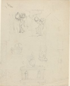 Blad met Studies [recto en verso]