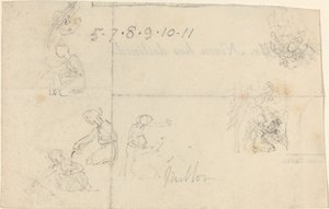 Studies van knielende vrouwen