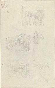 Studies van een Ziekenbed en Decoraties voor de Façade van Buckingham Palace (recto en verso) door John Flaxman