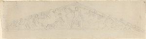 Studie voor reconstructie van het westelijke fronton van het Parthenon door John Flaxman
