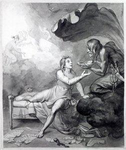Thomas Chatterton ontvangt een kom gif van Wanhoop door John Flaxman