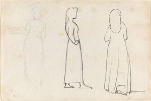 Drie Schetsen van een Staande Vrouw door John Flaxman