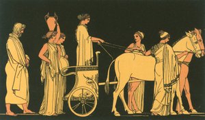 Odysseus volgt de wagen van Nausicaa