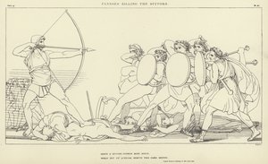 Ulysses doodt de vrijers door John Flaxman