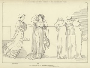 Venus vermomd nodigt Helen uit naar de kamer van Paris door John Flaxman