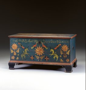 Versierde lift-top kist gemaakt voor Jacob Ober, Rapho Township, Lancaster County, Pennsylvania, VS, 1794 door John Flory