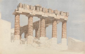 Het oostelijke uiteinde en de zuidkant van het Parthenon