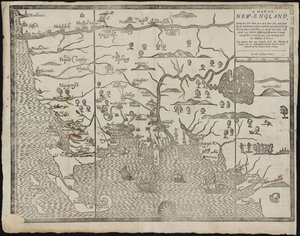 De kaart van New England Uit: William Hubbards The Present State of New-England, 1677