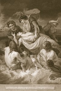 De Dood van Prins Willem, zoon van Hendrik I, gegraveerd door J. Stow, illustratie uit David Hume