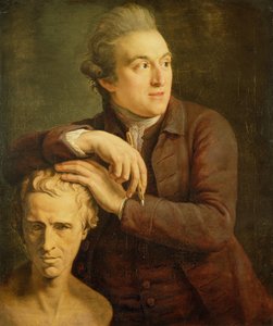 Joseph Nollekens (1737-1823) met zijn buste van Laurence Sterne (1713-68) 1772 door John Francis Rigaud