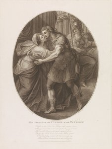 De ontmoeting van Odysseus en Penelope, gegraveerd door Francesco Bartolozzi