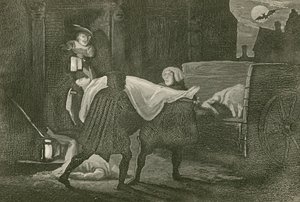 Het Lichaam van Amabel naar de Dodenkar gedragen
