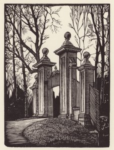 Cambridge: Clare Gates (houtsnede)