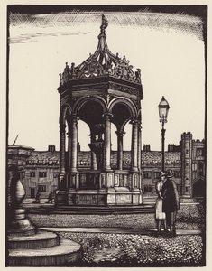 Cambridge: Trinity Fountain (houtsnede)