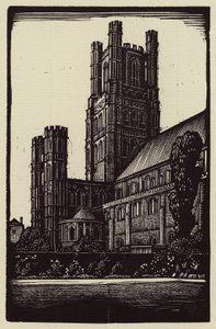 Kathedraal van Ely: Vanuit de tuin van de decaan (houtsnede)
