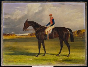De merrie Industry van de graaf van Chesterfield, met W. Scott, in een landschap, 1838 door John Frederick Herring Senior