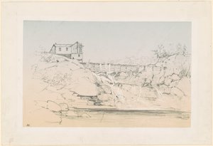 Gebouw bij een dam door John Frederick Kensett