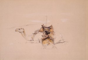 Een Bisharin Arabier bij zijn kameel door John Frederick Lewis