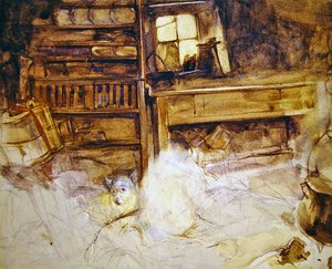 Een terriër in een Highland cottage door John Frederick Lewis