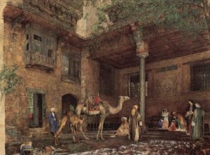 Binnenplaats van het schildershuis, Caïro door John Frederick Lewis