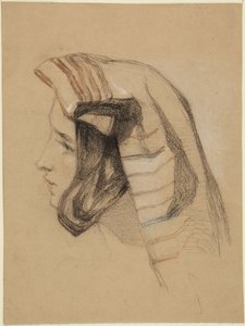 Hoofd van een Italiaans meisje door John Frederick Lewis