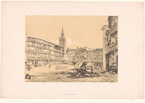 Schetsen van een reis naar Spanje: Plaza de San Francisco, te Sevilla door John Frederick Lewis