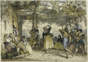 Spaanse boeren die de bolero dansen