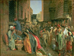 De Straat en Moskee van de Ghooreyah, Caïro door John Frederick Lewis